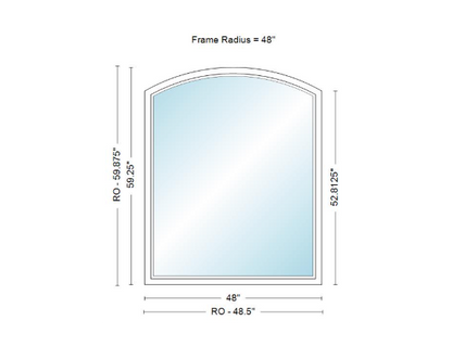 Andersen 400 Series Specialty Equal Leg Arch Window 48" Wide Fixed Vinyl Exterior Wood Interior Low-E4 Dual Pane Argon Full Glass Grilles/Tempered Optional AFC206, AFC21, AFC22, AFC23, AFC235, AFC24, AFC245, AFC25, AFC255, AFC26 Or AFC28