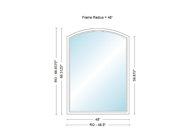 Andersen 400 Series Specialty Equal Leg Arch Window 48" Wide Fixed Vinyl Exterior Wood Interior Low-E4 Dual Pane Argon Full Glass Grilles/Tempered Optional AFC206, AFC21, AFC22, AFC23, AFC235, AFC24, AFC245, AFC25, AFC255, AFC26 Or AFC28