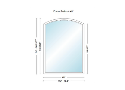 Andersen 400 Series Specialty Equal Leg Arch Window 48" Wide Fixed Vinyl Exterior Wood Interior Low-E4 Dual Pane Argon Full Glass Grilles/Tempered Optional AFC206, AFC21, AFC22, AFC23, AFC235, AFC24, AFC245, AFC25, AFC255, AFC26 Or AFC28