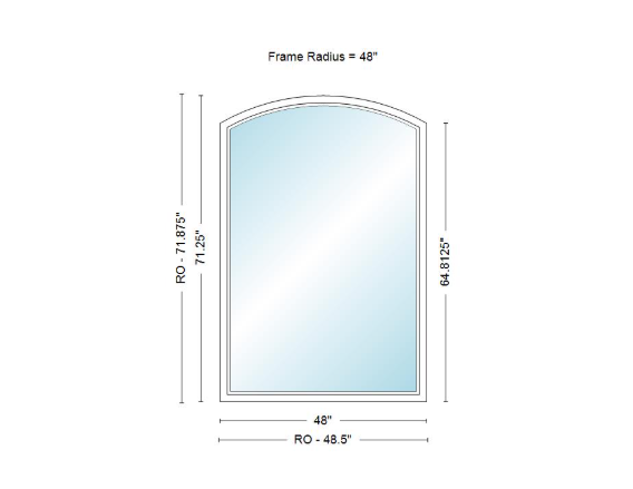 Andersen 400 Series Specialty Equal Leg Arch Window 48" Wide Fixed Vinyl Exterior Wood Interior Low-E4 Dual Pane Argon Full Glass Grilles/Tempered Optional AFC206, AFC21, AFC22, AFC23, AFC235, AFC24, AFC245, AFC25, AFC255, AFC26 Or AFC28