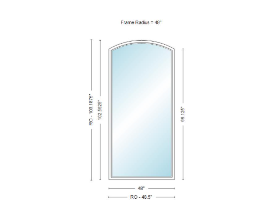 Andersen 400 Series Specialty Equal Leg Arch Window 48" Wide Fixed Vinyl Exterior Wood Interior Low-E4 Dual Pane Argon Full Glass Grilles/Tempered Optional AFC206, AFC21, AFC22, AFC23, AFC235, AFC24, AFC245, AFC25, AFC255, AFC26 Or AFC28