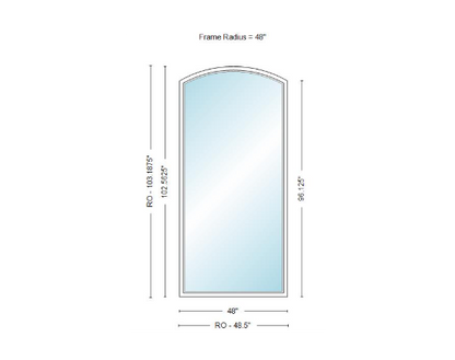 Andersen 400 Series Specialty Equal Leg Arch Window 48" Wide Fixed Vinyl Exterior Wood Interior Low-E4 Dual Pane Argon Full Glass Grilles/Tempered Optional AFC206, AFC21, AFC22, AFC23, AFC235, AFC24, AFC245, AFC25, AFC255, AFC26 Or AFC28