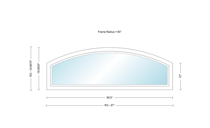 Andersen 400 Series Specialty Equal Leg Arch Window 56 1/2" Wide Fixed Vinyl Exterior Wood Interior Low-E4 Dual Pane Argon Full Glass Grilles/Tempered Optional AFCW206, AFCW21, AFCW22, AFCW23, AFCW235, AFCW24, AFCW245, AFCW25, AFCW255, AFCW26 Or AFCW28