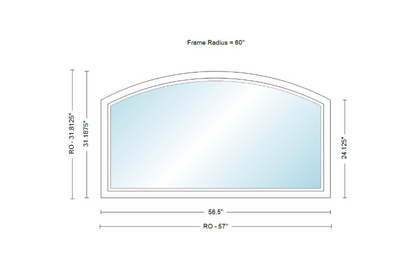 Andersen 400 Series Specialty Equal Leg Arch Window 56 1/2" Wide Fixed Vinyl Exterior Wood Interior Low-E4 Dual Pane Argon Full Glass Grilles/Tempered Optional AFCW206, AFCW21, AFCW22, AFCW23, AFCW235, AFCW24, AFCW245, AFCW25, AFCW255, AFCW26 Or AFCW28