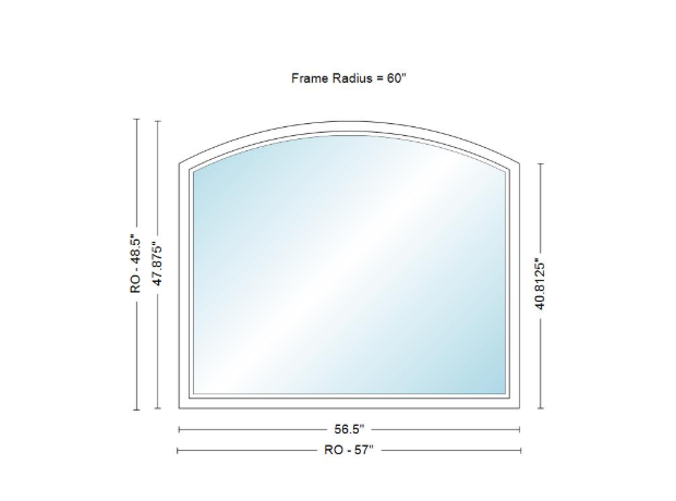 Andersen 400 Series Specialty Equal Leg Arch Window 56 1/2" Wide Fixed Vinyl Exterior Wood Interior Low-E4 Dual Pane Argon Full Glass Grilles/Tempered Optional AFCW206, AFCW21, AFCW22, AFCW23, AFCW235, AFCW24, AFCW245, AFCW25, AFCW255, AFCW26 Or AFCW28