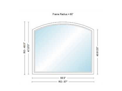 Andersen 400 Series Specialty Equal Leg Arch Window 56 1/2" Wide Fixed Vinyl Exterior Wood Interior Low-E4 Dual Pane Argon Full Glass Grilles/Tempered Optional AFCW206, AFCW21, AFCW22, AFCW23, AFCW235, AFCW24, AFCW245, AFCW25, AFCW255, AFCW26 Or AFCW28