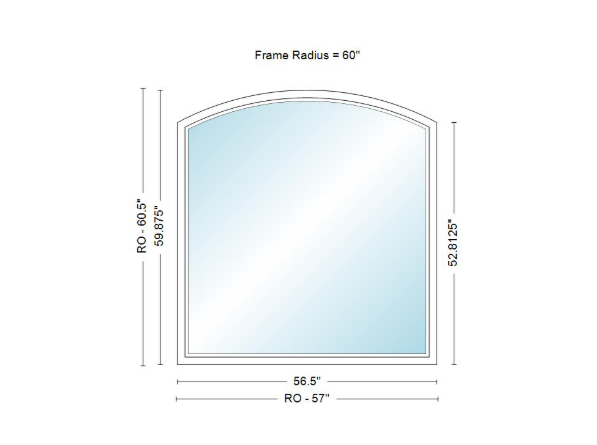 Andersen 400 Series Specialty Equal Leg Arch Window 56 1/2" Wide Fixed Vinyl Exterior Wood Interior Low-E4 Dual Pane Argon Full Glass Grilles/Tempered Optional AFCW206, AFCW21, AFCW22, AFCW23, AFCW235, AFCW24, AFCW245, AFCW25, AFCW255, AFCW26 Or AFCW28