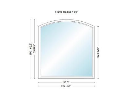 Andersen 400 Series Specialty Equal Leg Arch Window 56 1/2" Wide Fixed Vinyl Exterior Wood Interior Low-E4 Dual Pane Argon Full Glass Grilles/Tempered Optional AFCW206, AFCW21, AFCW22, AFCW23, AFCW235, AFCW24, AFCW245, AFCW25, AFCW255, AFCW26 Or AFCW28