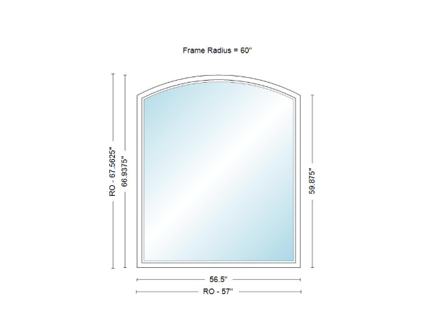 Andersen 400 Series Specialty Equal Leg Arch Window 56 1/2" Wide Fixed Vinyl Exterior Wood Interior Low-E4 Dual Pane Argon Full Glass Grilles/Tempered Optional AFCW206, AFCW21, AFCW22, AFCW23, AFCW235, AFCW24, AFCW245, AFCW25, AFCW255, AFCW26 Or AFCW28