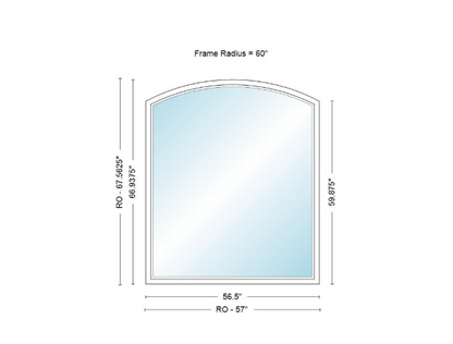 Andersen 400 Series Specialty Equal Leg Arch Window 56 1/2" Wide Fixed Vinyl Exterior Wood Interior Low-E4 Dual Pane Argon Full Glass Grilles/Tempered Optional AFCW206, AFCW21, AFCW22, AFCW23, AFCW235, AFCW24, AFCW245, AFCW25, AFCW255, AFCW26 Or AFCW28