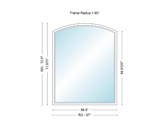 Andersen 400 Series Specialty Equal Leg Arch Window 56 1/2" Wide Fixed Vinyl Exterior Wood Interior Low-E4 Dual Pane Argon Full Glass Grilles/Tempered Optional AFCW206, AFCW21, AFCW22, AFCW23, AFCW235, AFCW24, AFCW245, AFCW25, AFCW255, AFCW26 Or AFCW28