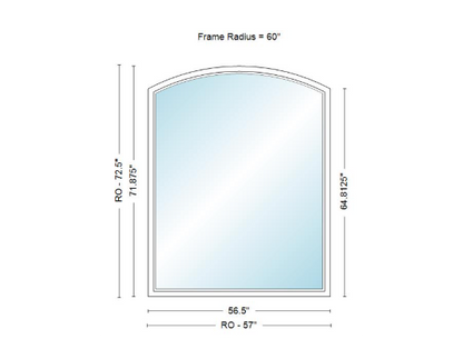 Andersen 400 Series Specialty Equal Leg Arch Window 56 1/2" Wide Fixed Vinyl Exterior Wood Interior Low-E4 Dual Pane Argon Full Glass Grilles/Tempered Optional AFCW206, AFCW21, AFCW22, AFCW23, AFCW235, AFCW24, AFCW245, AFCW25, AFCW255, AFCW26 Or AFCW28