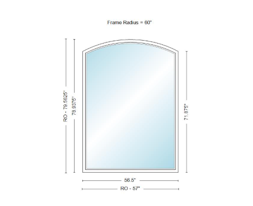 Andersen 400 Series Specialty Equal Leg Arch Window 56 1/2" Wide Fixed Vinyl Exterior Wood Interior Low-E4 Dual Pane Argon Full Glass Grilles/Tempered Optional AFCW206, AFCW21, AFCW22, AFCW23, AFCW235, AFCW24, AFCW245, AFCW25, AFCW255, AFCW26 Or AFCW28