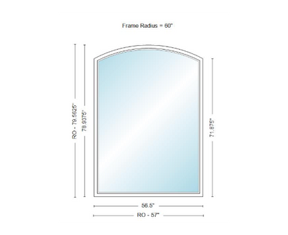Andersen 400 Series Specialty Equal Leg Arch Window 56 1/2" Wide Fixed Vinyl Exterior Wood Interior Low-E4 Dual Pane Argon Full Glass Grilles/Tempered Optional AFCW206, AFCW21, AFCW22, AFCW23, AFCW235, AFCW24, AFCW245, AFCW25, AFCW255, AFCW26 Or AFCW28