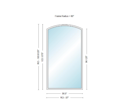 Andersen 400 Series Specialty Equal Leg Arch Window 56 1/2" Wide Fixed Vinyl Exterior Wood Interior Low-E4 Dual Pane Argon Full Glass Grilles/Tempered Optional AFCW206, AFCW21, AFCW22, AFCW23, AFCW235, AFCW24, AFCW245, AFCW25, AFCW255, AFCW26 Or AFCW28