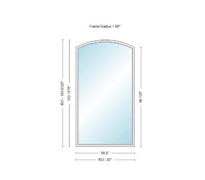 Andersen 400 Series Specialty Equal Leg Arch Window 56 1/2" Wide Fixed Vinyl Exterior Wood Interior Low-E4 Dual Pane Argon Full Glass Grilles/Tempered Optional AFCW206, AFCW21, AFCW22, AFCW23, AFCW235, AFCW24, AFCW245, AFCW25, AFCW255, AFCW26 Or AFCW28