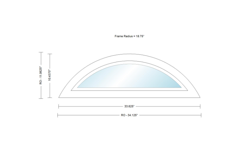 Andersen 400 Series Specialty Eyebrow Fixed Window Double Hung Frame Cladding Vinyl Exterior Wood Interior Low-E4 Argon Dual Pane Tempered Optional FCD28, FCD30 Or FCD38