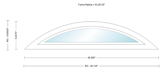 Andersen 400 Series Specialty Eyebrow Fixed Window Double Hung Frame Cladding Vinyl Exterior Wood Interior Low-E4 Argon Dual Pane Tempered Optional FCD28, FCD30 Or FCD38