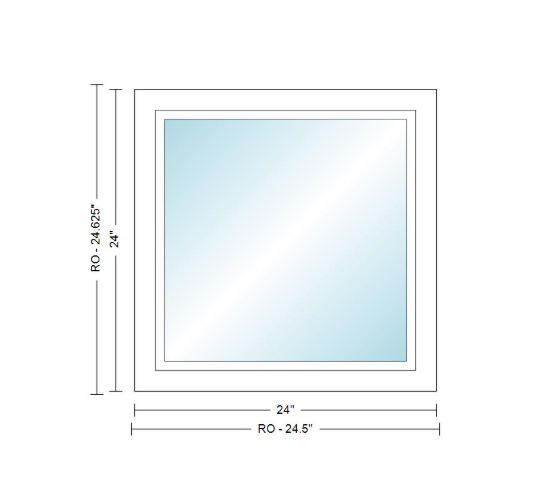 Andersen 400 Series Specialty Rectangle Window 24" Wide Fixed Vinyl Exterior Wood Interior Low-E4 Dual Pane Argon Full Glass Tempered Option