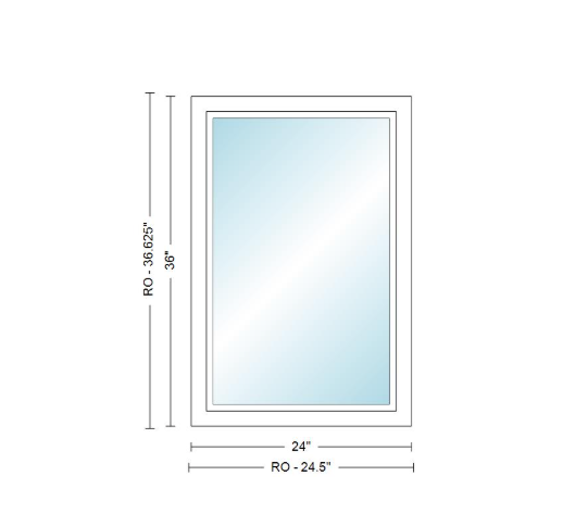 Andersen 400 Series Specialty Rectangle Window 24" Wide Fixed Vinyl Exterior Wood Interior Low-E4 Dual Pane Argon Full Glass Tempered Option