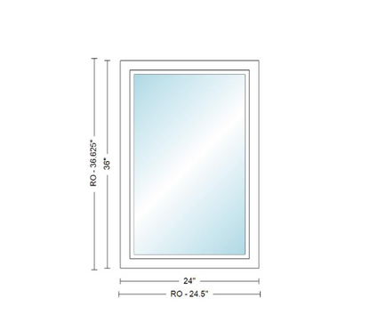 Andersen 400 Series Specialty Rectangle Window 24" Wide Fixed Vinyl Exterior Wood Interior Low-E4 Dual Pane Argon Full Glass Tempered Option