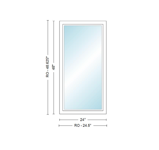 Andersen 400 Series Specialty Rectangle Window 24" Wide Fixed Vinyl Exterior Wood Interior Low-E4 Dual Pane Argon Full Glass Tempered Option