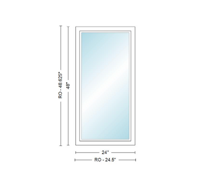 Andersen 400 Series Specialty Rectangle Window 24" Wide Fixed Vinyl Exterior Wood Interior Low-E4 Dual Pane Argon Full Glass Tempered Option