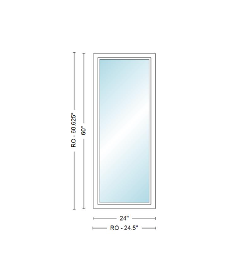 Andersen 400 Series Specialty Rectangle Window 24" Wide Fixed Vinyl Exterior Wood Interior Low-E4 Dual Pane Argon Full Glass Tempered Option