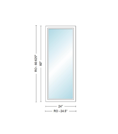 Andersen 400 Series Specialty Rectangle Window 24" Wide Fixed Vinyl Exterior Wood Interior Low-E4 Dual Pane Argon Full Glass Tempered Option