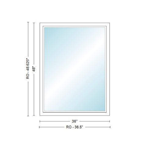 Andersen 400 Series Specialty Rectangle Window 36" Wide Fixed Vinyl Exterior Wood Interior Low-E4 Dual Pane Argon Full Glass Tempered Option