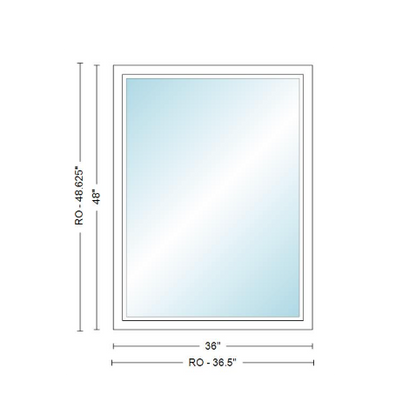Andersen 400 Series Specialty Rectangle Window 36" Wide Fixed Vinyl Exterior Wood Interior Low-E4 Dual Pane Argon Full Glass Tempered Option