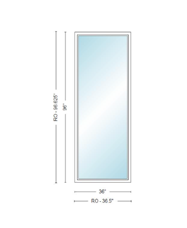 Andersen 400 Series Specialty Rectangle Window 36" Wide Fixed Vinyl Exterior Wood Interior Low-E4 Dual Pane Argon Full Glass Tempered Option