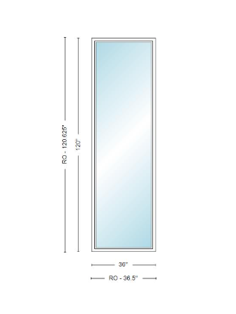 Andersen 400 Series Specialty Rectangle Window 36" Wide Fixed Vinyl Exterior Wood Interior Low-E4 Dual Pane Argon Full Glass Tempered Option