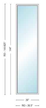 Andersen 400 Series Specialty Rectangle Window 36" Wide Fixed Vinyl Exterior Wood Interior Low-E4 Dual Pane Argon Full Glass Tempered Option