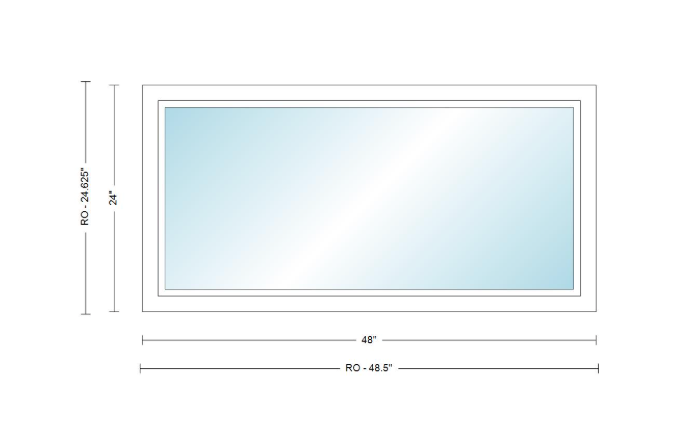 Andersen 400 Series Specialty Rectangle Window 48" Wide Fixed Vinyl Exterior Wood Interior Low-E4 Dual Pane Argon Full Glass Tempered Option