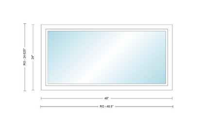 Andersen 400 Series Specialty Rectangle Window 48" Wide Fixed Vinyl Exterior Wood Interior Low-E4 Dual Pane Argon Full Glass Tempered Option