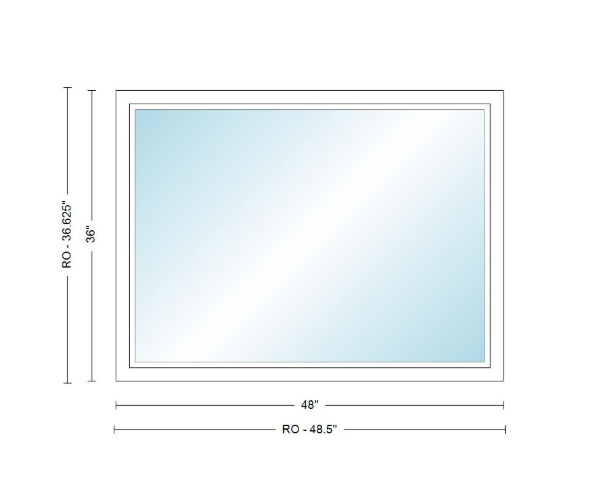 Andersen 400 Series Specialty Rectangle Window 48" Wide Fixed Vinyl Exterior Wood Interior Low-E4 Dual Pane Argon Full Glass Tempered Option