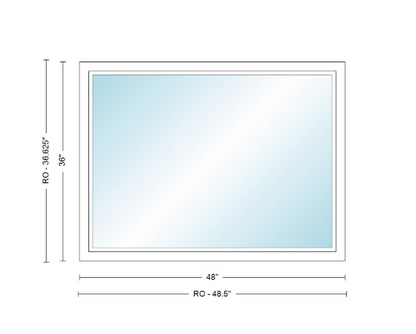 Andersen 400 Series Specialty Rectangle Window 48" Wide Fixed Vinyl Exterior Wood Interior Low-E4 Dual Pane Argon Full Glass Tempered Option