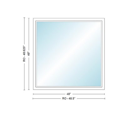 Andersen 400 Series Specialty Rectangle Window 48" Wide Fixed Vinyl Exterior Wood Interior Low-E4 Dual Pane Argon Full Glass Tempered Option