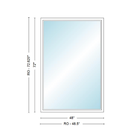 Andersen 400 Series Specialty Rectangle Window 48" Wide Fixed Vinyl Exterior Wood Interior Low-E4 Dual Pane Argon Full Glass Tempered Option