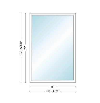 Andersen 400 Series Specialty Rectangle Window 48" Wide Fixed Vinyl Exterior Wood Interior Low-E4 Dual Pane Argon Full Glass Tempered Option