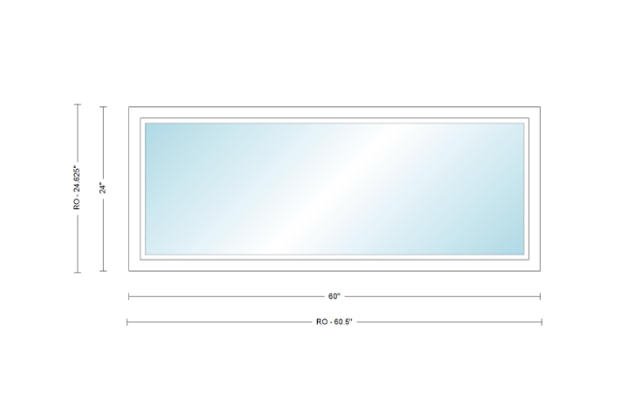 Andersen 400 Series Specialty Rectangle Window 60" Wide Fixed Vinyl Exterior Wood Interior Low-E4 Dual Pane Argon Full Glass Tempered Option