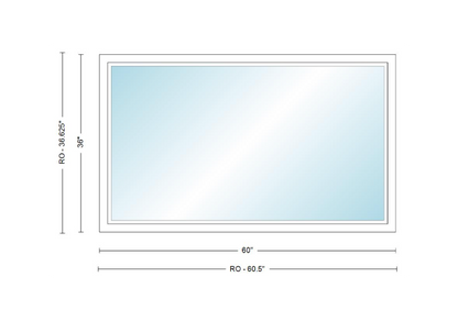Andersen 400 Series Specialty Rectangle Window 60" Wide Fixed Vinyl Exterior Wood Interior Low-E4 Dual Pane Argon Full Glass Tempered Option
