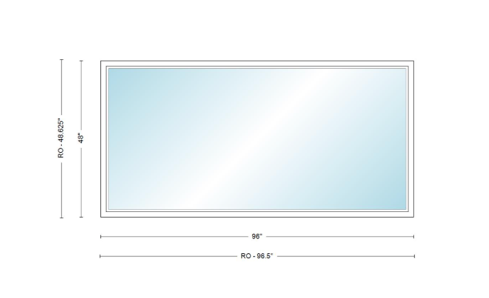 Andersen 400 Series Specialty Rectangle Window 96" Wide Fixed Vinyl Exterior Wood Interior Low-E4 Dual Pane Argon Full Glass Tempered Option