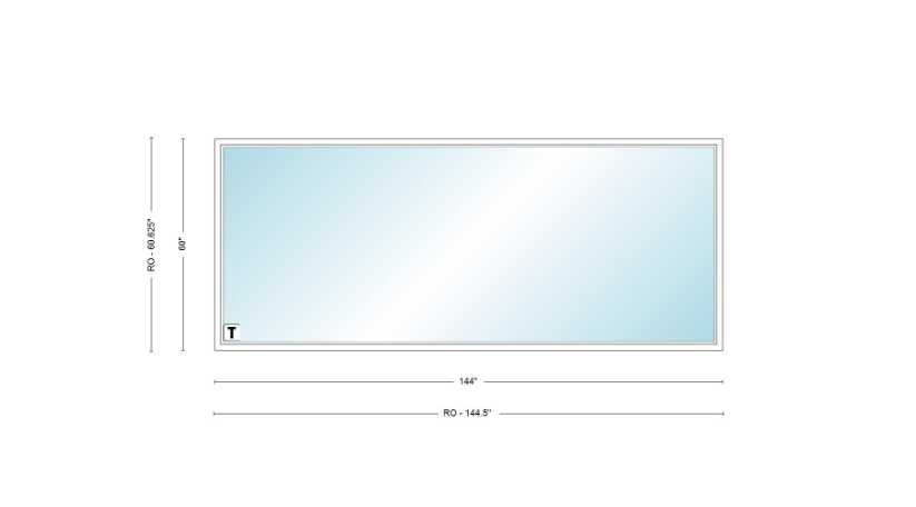 Andersen 400 Series Specialty Rectangle Window 144" Wide Fixed Vinyl Exterior Wood Interior Low-E4 Dual Pane Argon Full Glass Tempered Option