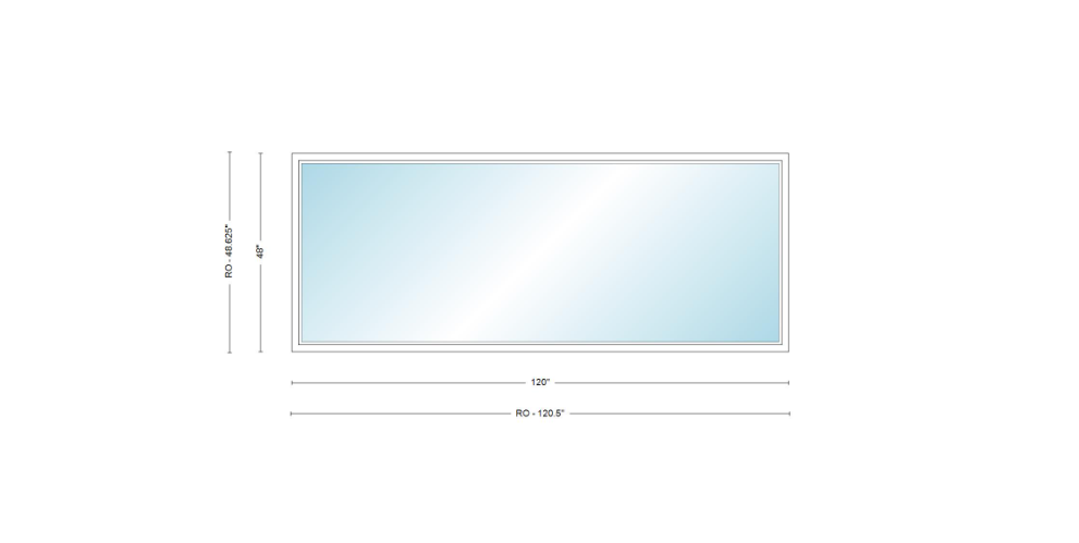 Andersen 400 Series Specialty Rectangle Window 120" Wide Fixed Vinyl Exterior Wood Interior Low-E4 Dual Pane Argon Full Glass Tempered Option