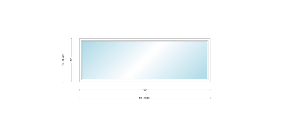 Andersen 400 Series Specialty Rectangle Window 108" Wide Fixed Vinyl Exterior Wood Interior Low-E4 Dual Pane Argon Full Glass Tempered Option