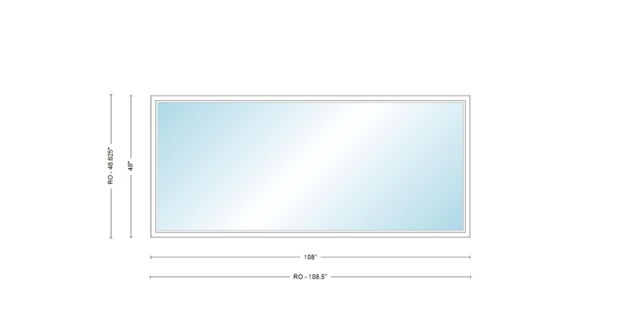 Andersen 400 Series Specialty Rectangle Window 108" Wide Fixed Vinyl Exterior Wood Interior Low-E4 Dual Pane Argon Full Glass Tempered Option