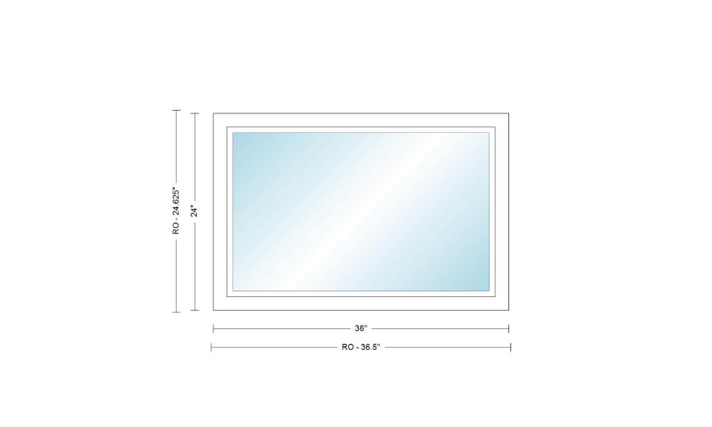 Andersen 400 Series Specialty Rectangle Window 36" Wide Fixed Vinyl Exterior Wood Interior Low-E4 Dual Pane Argon Full Glass Tempered Option
