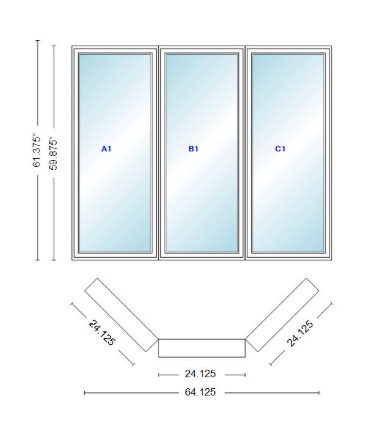 Andersen 400 Series Casement Bay Window Left-Stationary-Right 64 1